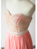 Beaded Coral Chiffon Latest Prom Dress